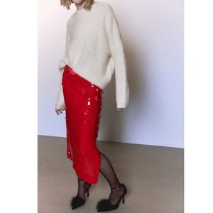 Zara SEQUIN KNIT SKIRT